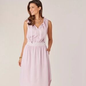 Democracy Sleeveless Smocked Waist Woven Dress, Lavender XL